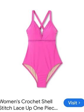 Kona sol Fuchsia Lace-Trim Bathing suit
